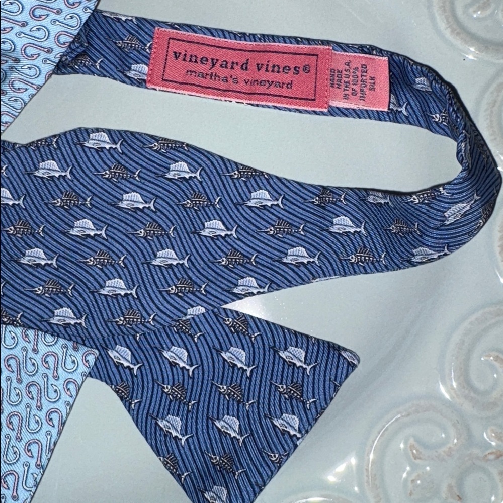 Vineyard Vines Nautical Fish Hook and Marlin Bow Ties Bundle - Picture 2 of 4